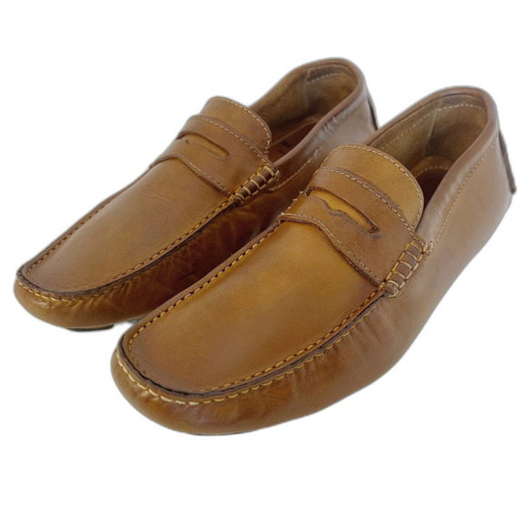 Di Bianco SPQR Brown Leather Driving Loafers Men\'s Size 9.5 Italian Leather main image 9